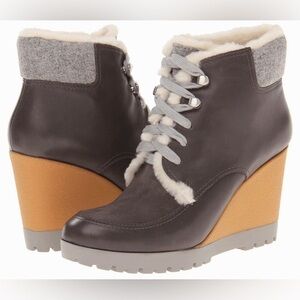Cole  Haan Henson Winter Waterproof Leather Charcoal wedge booties size 11B